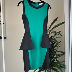 Green and Black Dress with Half Skirt Design